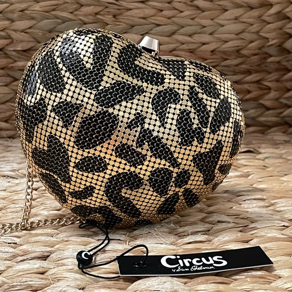 Circus Sam Edelman Gold Leopard‎ Heart Clutch Purse NEW - Picture 1 of 13